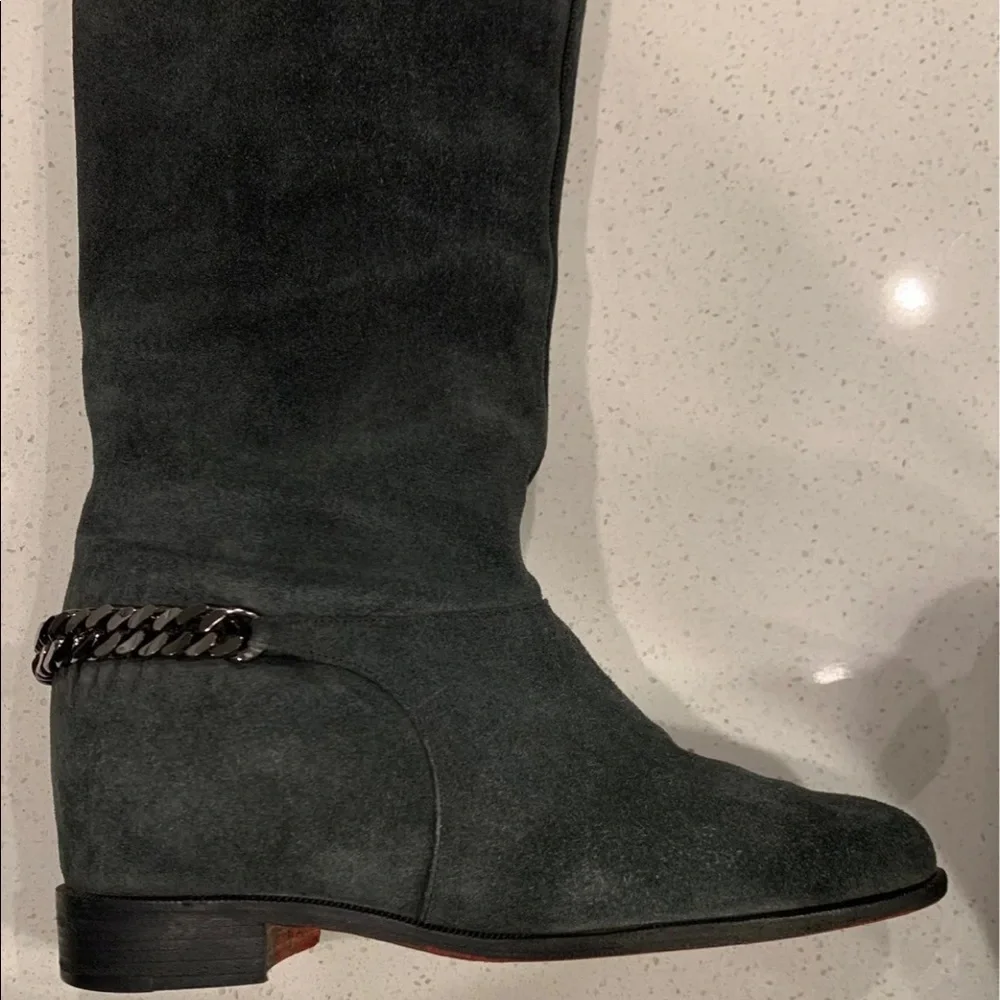 Christian Louboutin Cate Suede Chain Boots 37.5 - Picture 11 of 12